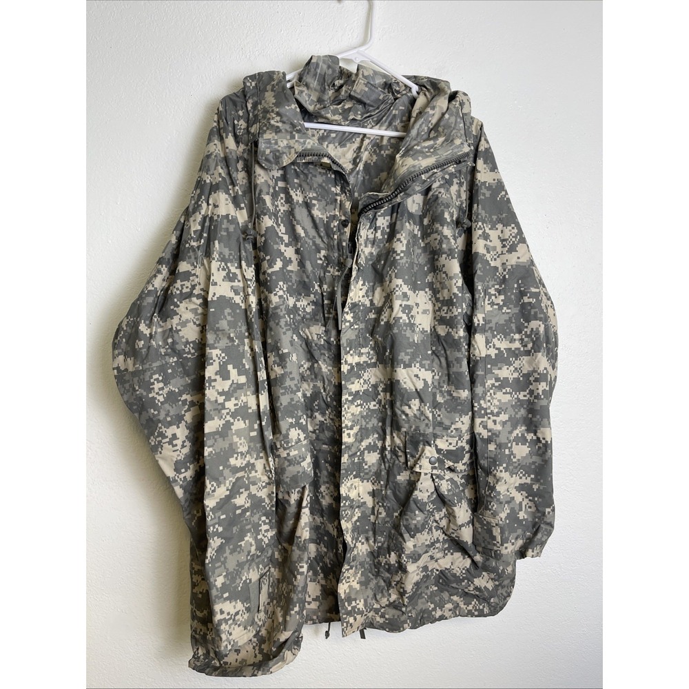 Military Digital Camo Hooded Waterproof Jacket Wet Weather Outer Layer Size XL??